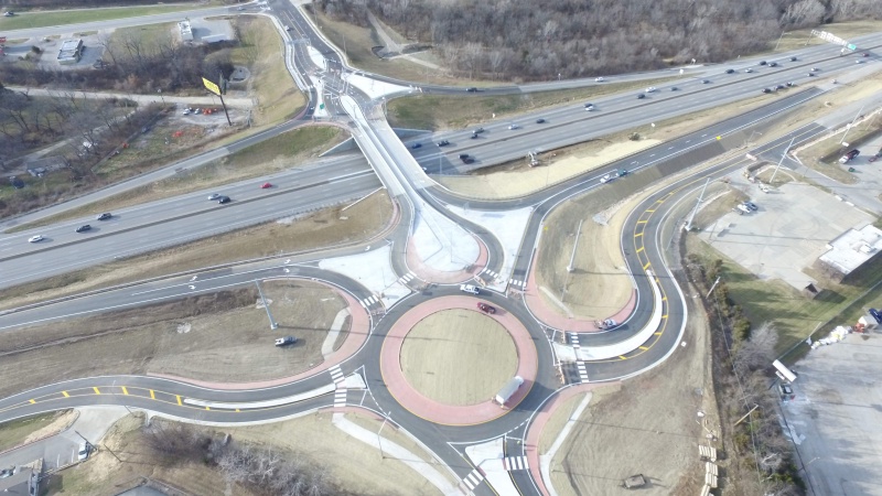 Route 50 and Route 291 Divergabout from drone