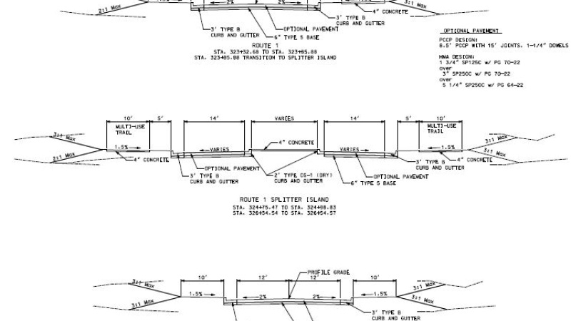 Parvin Road and Prather Road (Route 1) Typical Section