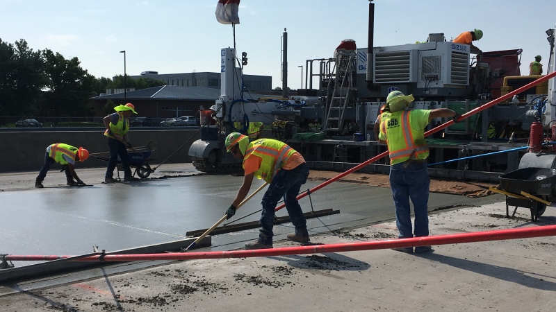 New concrete pavement placed for southbound Route 65 between Sunshine and Glenstone.
