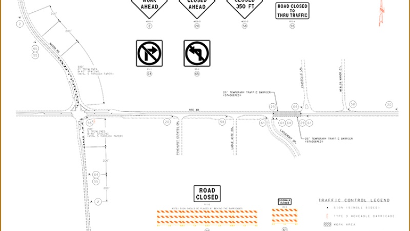Ladue Road (Route AB)  closure information