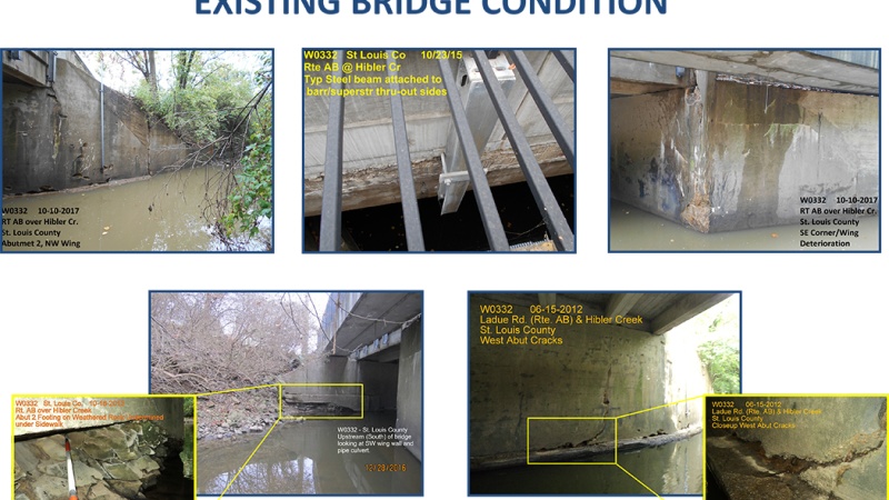 Ladue Road (Route AB) at Hibler bridge condition
