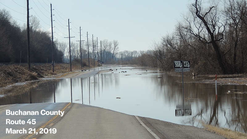 Buchanan Co Rte 45 at Sugar Lake March 21, 2019