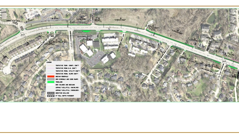 Route 340 project map: Braefield to west of Ladue Bluffs Crossing