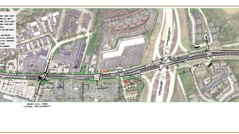 Route 340 project map: Coliseum Drive to Creve Coeur Mill Road