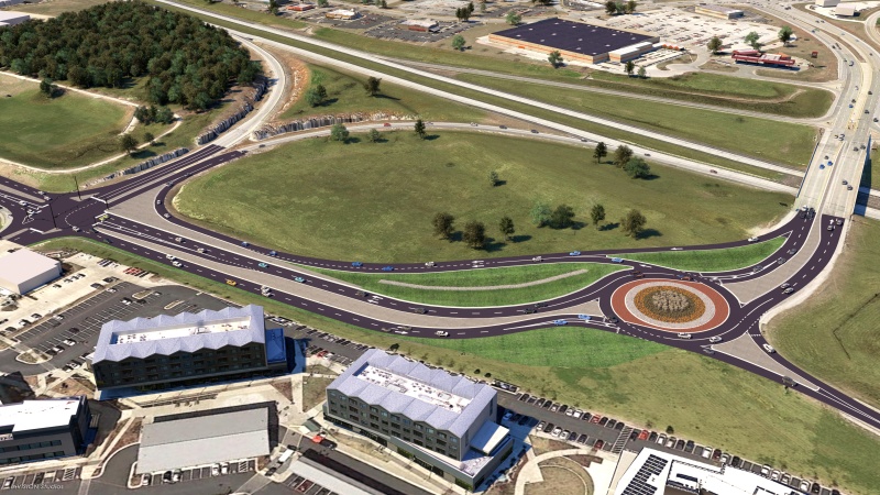 Roundabout at Glenstone Avenue-Republic Road/Nature Center Way