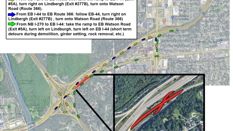Eastbound Watson Detour Map