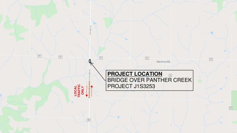 Harrison County Route EE Panther Creek Bridge Detour Information