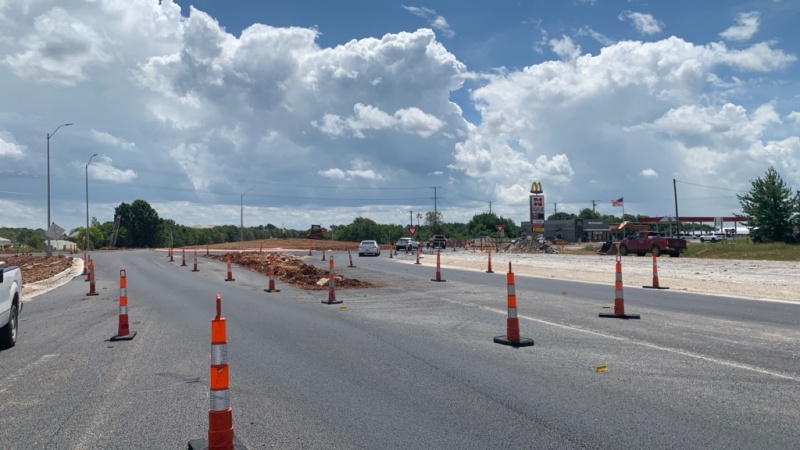 Roundabout at Route 160 and Hunt Road/Farm Road 103 July 2020