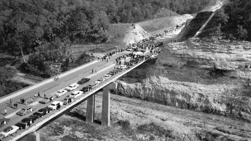 I-70 Rocheport Bridge Eastbound Lanes Ribbon Cutting - October 1960