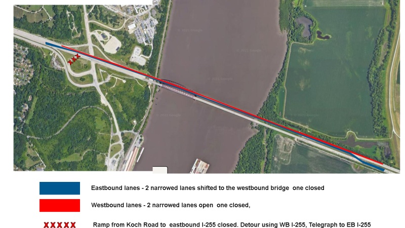 Eastbound JB bridge closure map