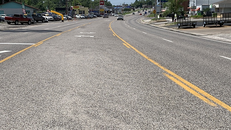 This image shows an existing two-way left turn lane. 