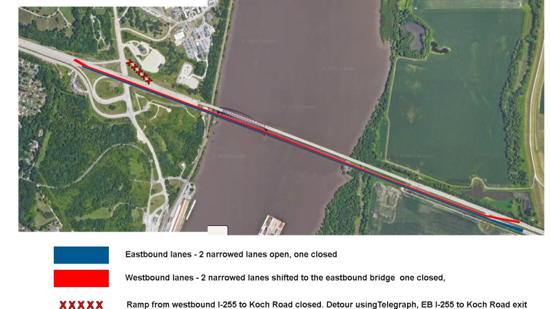 Wwestbound JB bridge closure map