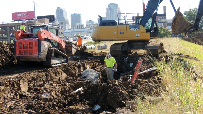 Work underway along the I-64 at 22nd Street project