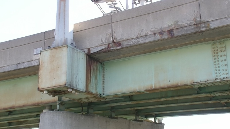 I-229 Double-Decker Bridge Deterioration Upper Deck