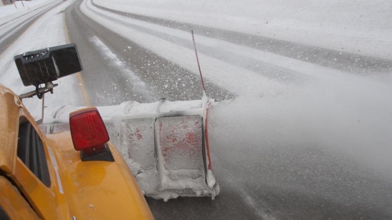 Snow plow from a side angle