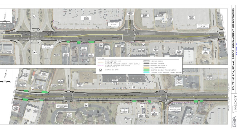 Route 100 EB/WB between Route 141 and Braeshire Drive