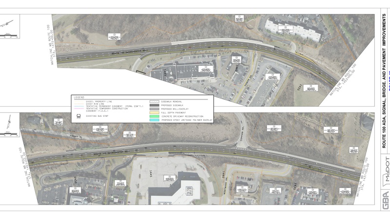Route 100 WB from west of Pointe Drive to east of Westmark Drive