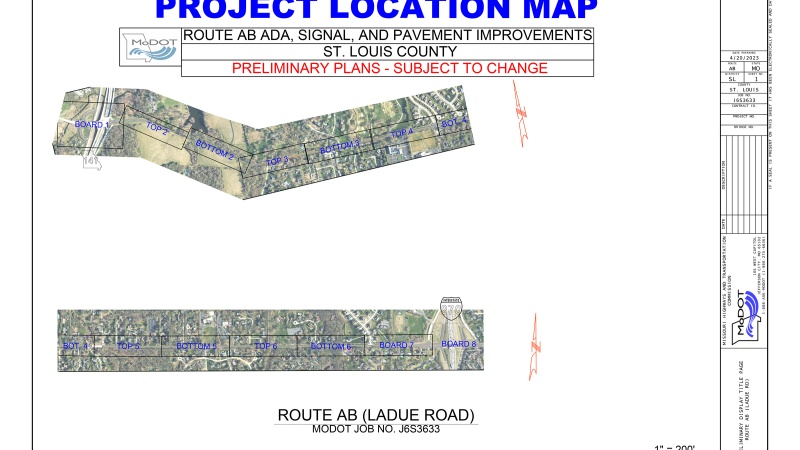 An overview of the Route AB (Ladue Road) project