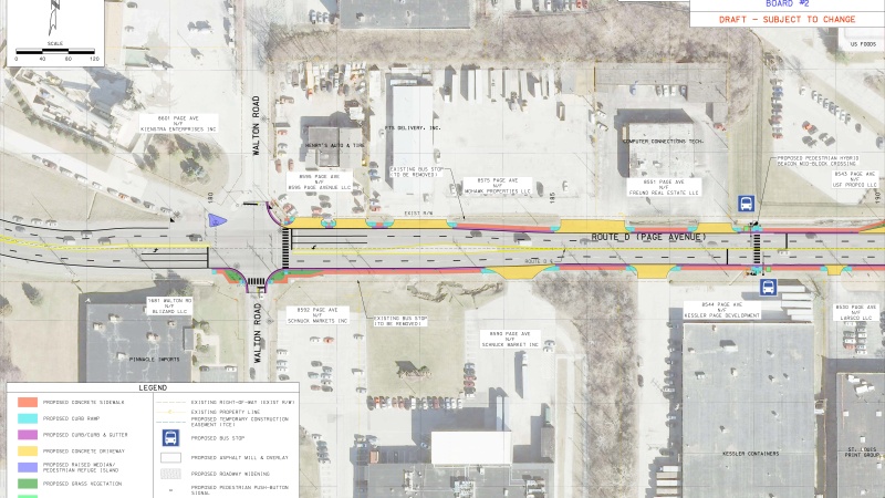 Map outline of Route D Improvements