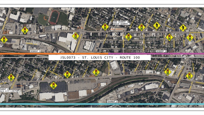 Route 100 in STL existing, Vandeventer to McCausland