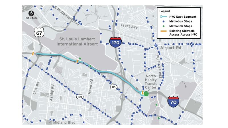 Map showing east segment multi-modal facilities