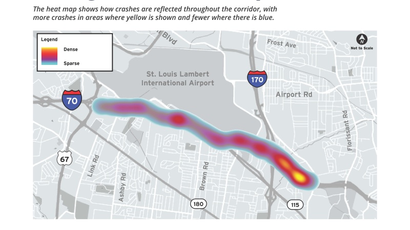 Map showing crash hotspots on Segment 2