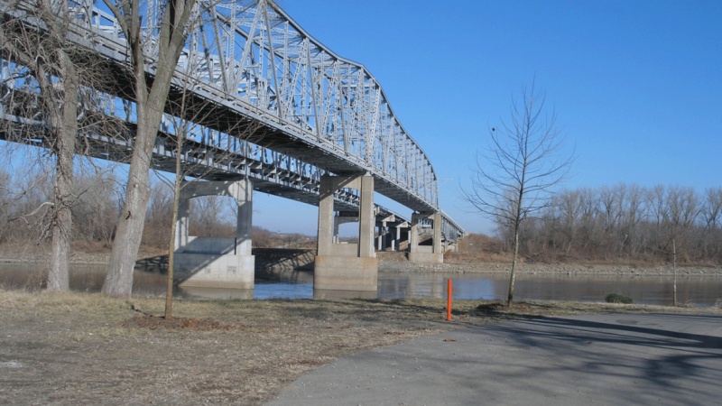 Side view of truss bridge