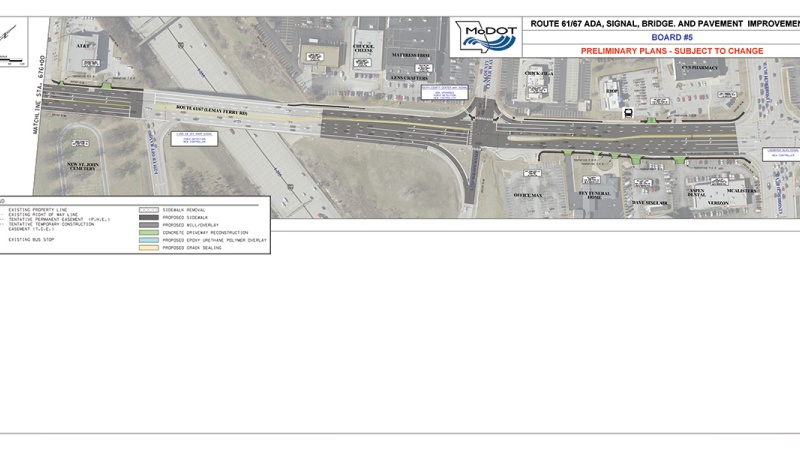 St. Louis Route 61-67 project between the ramp to EB I-255 and Lindbergh