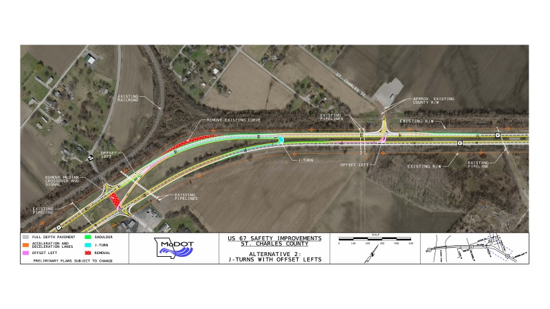 Map outlining alternative 2 plans