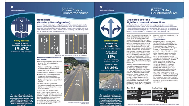 Countermeasures: Road Diet and Dedicated turn lanes