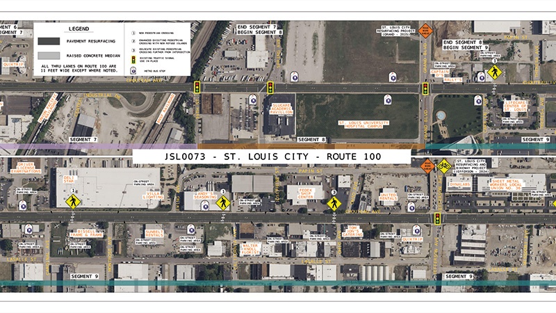 Route 100 in the city conceptual, Vandeventer to Missouri Avenue