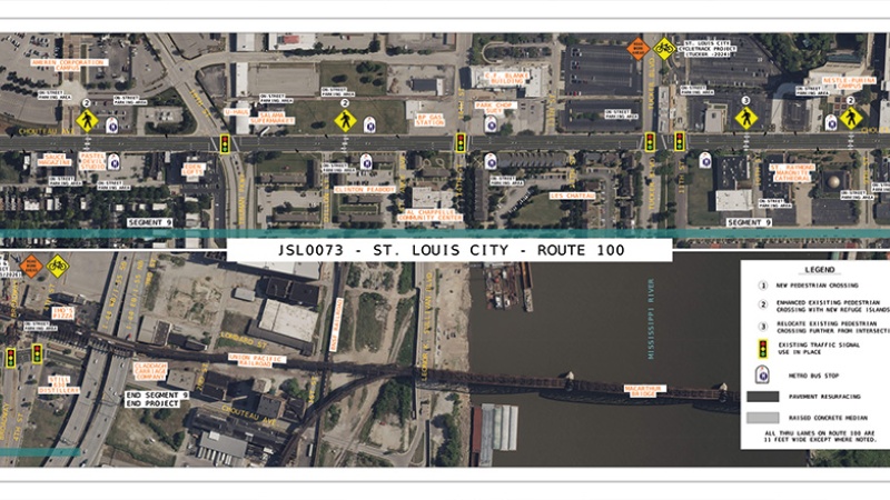 SL: Route 100 in city conceptual: 21st Street to Interstate 55