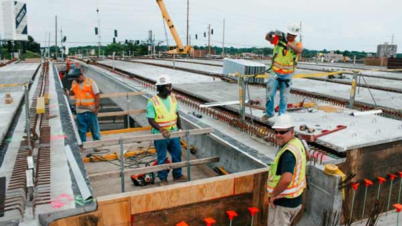 Bridge construction along I-270 North