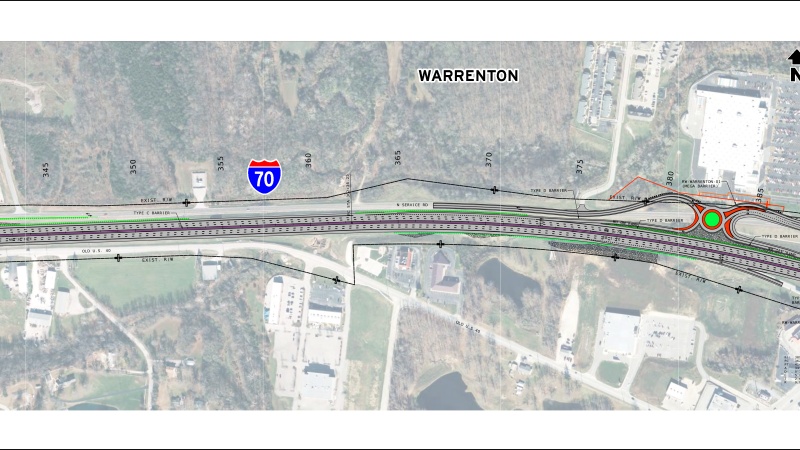 Display shows roadway plans for I-70 between mile markers 192 and 193.