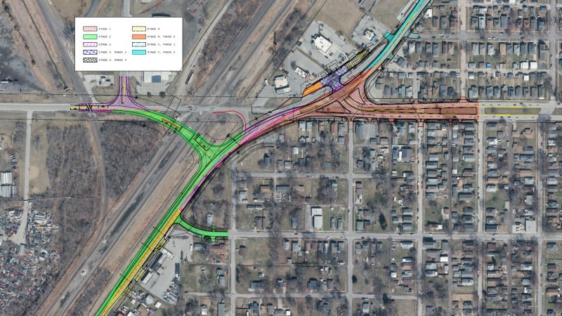 This image shows the complete footprint of the staging on U.S Route 59 and Alabama Street