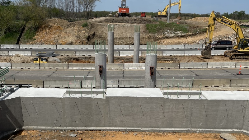 Future lemon trail bridge substructure taking form along I-70