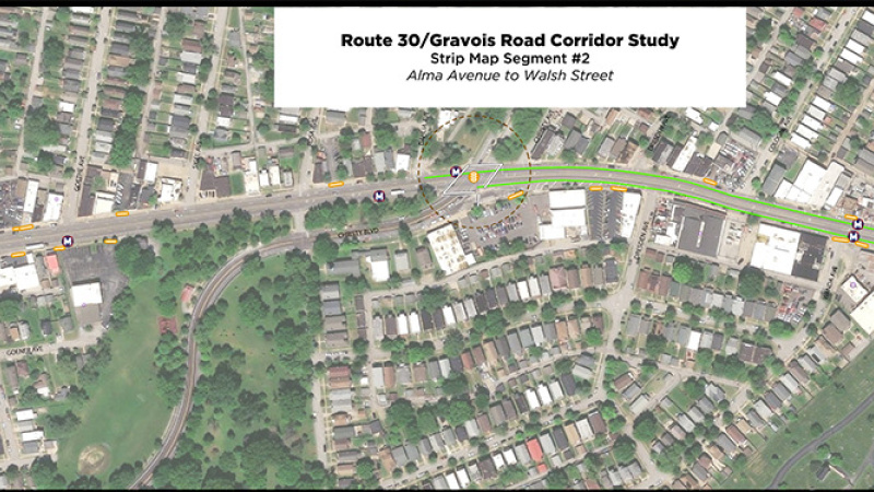 SL St Louis Route 30 Station 3b: strip map 2: Alma to Walsh
