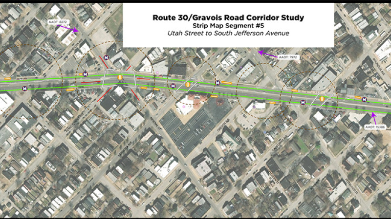 SL St Louis Route 30 Station 3e: strip map 5: Utah to South Jefferson