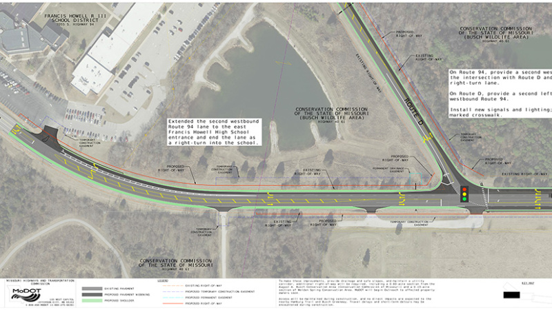  Planned work on western portion of Route 94 as part of the Route D and Route 94 project in St. Charles County