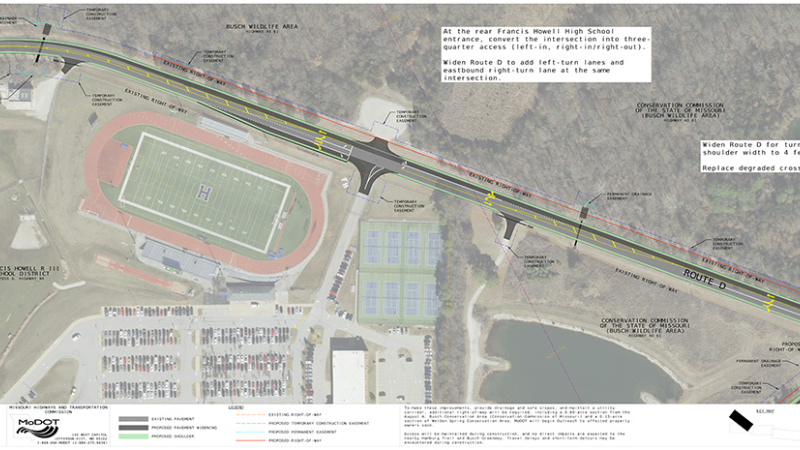 Planned work on Route D as part of the Route D and Route 94 project in St. Charles County