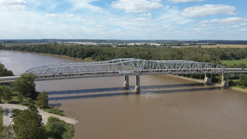 MO 291 Bridge in Sugar Creek Drone Shot